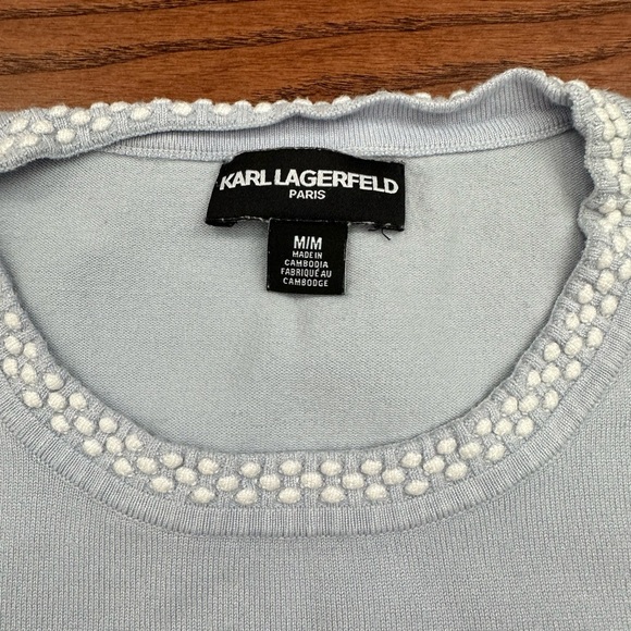 Karl Lagerfeld Blue T-Shirt With Detail Along Neckline - Picture 4 of 9